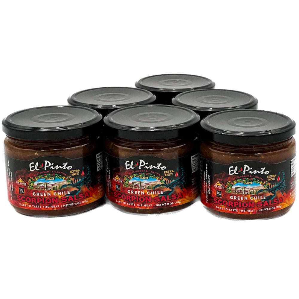SCORPION SALSA, SCORPION GREEN CHILE SALSA, EL PINTO, 11 OZ